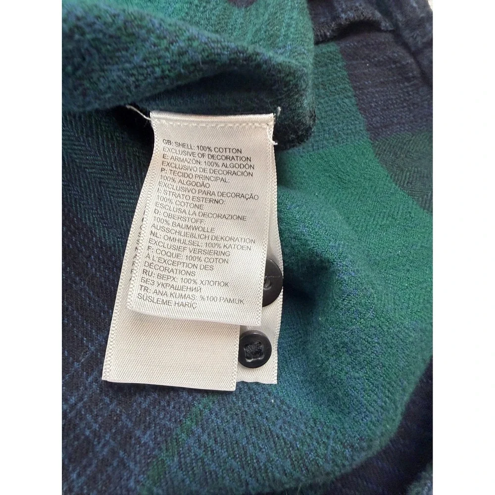 THE NORTH FACE Men's Large Flannel Plaid Single Pocket Shirt Green & Blue #1768